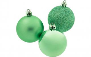Karácsonyfa gömb, világos zöld, 5 cm, 6 db
