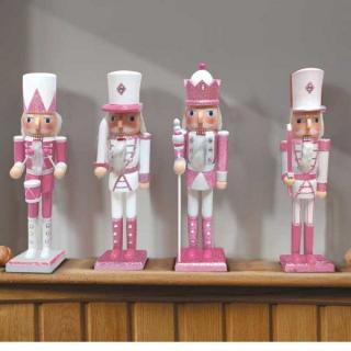Karácsonyi diótörő figura Pink/Fehér 30 cm - 4 féle