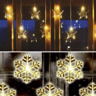 Karácsonyi elemes fényfüggöny időzítővel, 2 féle