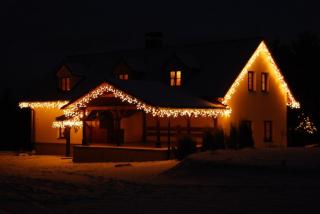 Karácsonyi fényjégcsap füzér, kültéri és beltéri, sorolható, meleg fehér, 5 m, 10 m