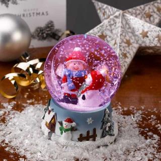 Karácsonyi Frosty Hógömb világítással, 11 cm, 2 féle
