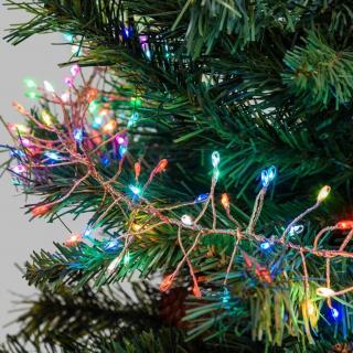 Karácsonyi kül / beltéri extra sűrű tündér girland fényfüzér, színes, 4,8 m