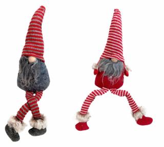 Karácsonyi Lógó lábú manó, 2 színben, 36 cm