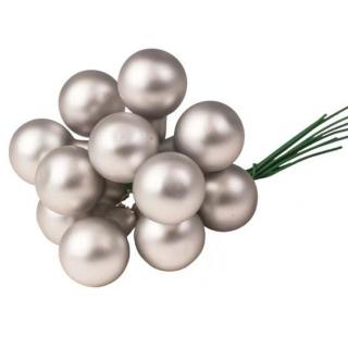 Matt ezüst gömbök, drótos, 12 db