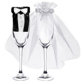 Pezsgős pohárra esküvői ruha 1 pár