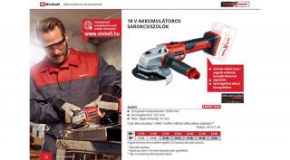 EINHELL TE-AG 18 LI - Solo akkus sarokcsiszoló 125mm - AXXIO Brushless akku és töltő nélkül (4431140)