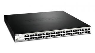 D-Link DGS-1210-52MP hálózati kapcsoló Vezérelt L2 Gigabit Ethernet (10/100/1000) Ethernet-áramellátás (PoE) támogatása 1U Fekete (DGS-1210-52MP)