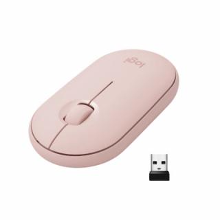 Logitech Pebble M350 - Ambidextrous - Optical - RF Wireless+Bluetooth - 1000 DPI - Pink (910-005717)