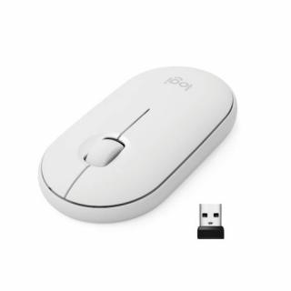 Logitech Pebble M350 - Ambidextrous - Optical - RF Wireless+Bluetooth - 1000 DPI - White (910-005716)