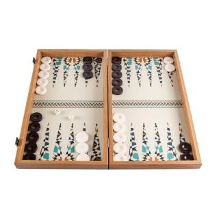 Backgammon játék szett - Manopoulos egyedi mintával - apró szépséghibával