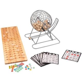 Bingo játék szett fa golyókkal és fa alaptáblával