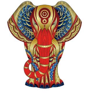 Egyedi fa forma puzzle - elefánt, 120db-os