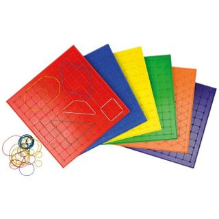Geoboard játéktábla gumikkal 23cm - nagyobb - Kék