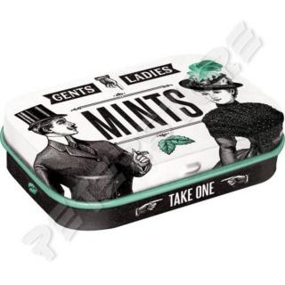 Retró Cukorkás Fémdoboz - Mints - Mentol Dombornyomott