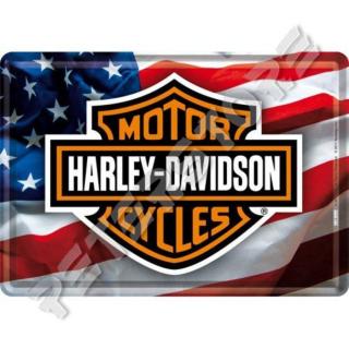 Retró Fém Képeslap - Harley-Davidson Motor Logó