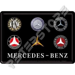 Retró Fém Képeslap - Mercedes-Benz Logók