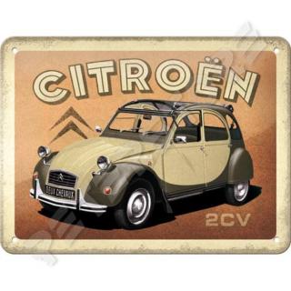 Retró Fém Tábla - Citroën 2CV, Citroen 2CV Kacsa Dombornyomott