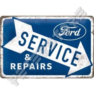 Retró Fém Tábla - Ford Service  Repair, Szerviz, Javítás Dombornyomott