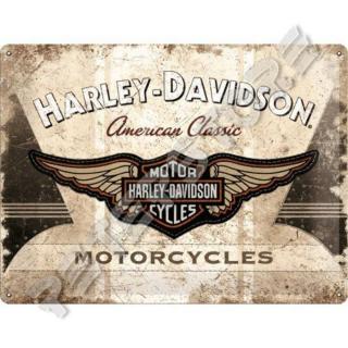 Retró Fém Tábla - Harley-Davidson Motor Logó Dombornyomott