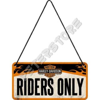 Retró Fém Tábla - Harley-Davidson - Riders Only Dombornyomott