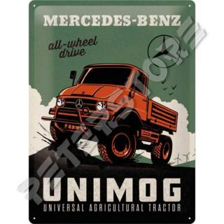 Retró Fém Tábla - Mercedes-Benz Unimog Dombornyomott