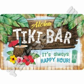 Retró Fém Tábla - Tiki Bar Dombornyomott