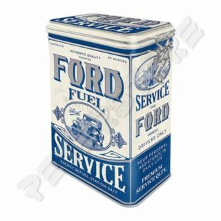 Retró Fémdoboz Csatos, Aromazárós - Ford Service, Szerviz Dombornyomott