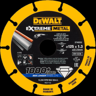 DeWALT Extreme Metal gyémánt vágótárcsa 125x22,2mm