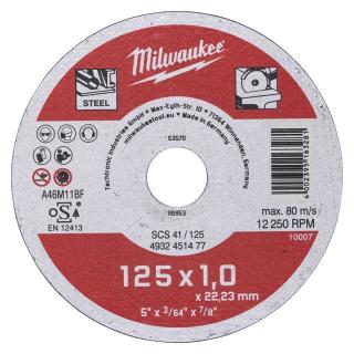 Milwaukee Vágókorong fémre 125x1,0x22,2 egyenes SCS 41