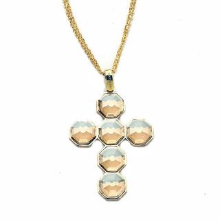 Boccadamo Jewels - aranyozott bronz nyakék - Cross - borostyán