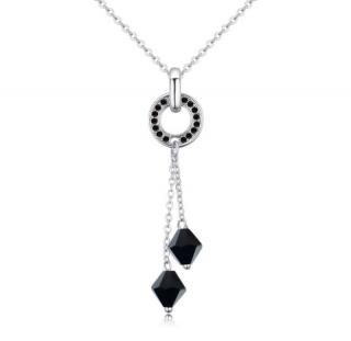 Crystal and ring  -fekete- Swarovski kristályos nyaklánc