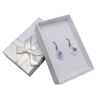 Csillogó szív- Swarovski kristályos Francia kapcsos fülbevaló-színjátszófehér