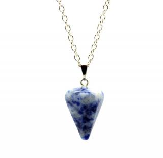 Gúla alakú természetes kőből készült nyaklánc - kék cirmos