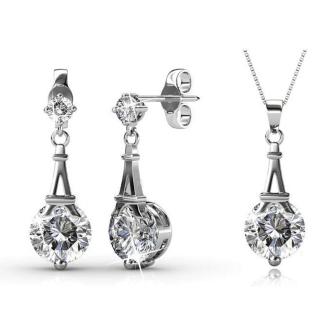 Júlia - Swarovski kristályos szett - ezüst színben - fehér