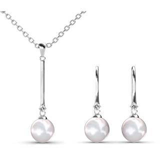 Kála - Swarovski kristályos és gyöngyös szett - fehér