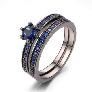 Katerina - cirkóniaköves DUPLA divatgyűrű - kék