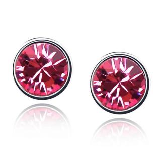 Keretes kristály fülbevaló-rózsaszín- Swarovski kristályos