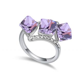 Kockák-lila-Swarovski kristályos - Gyűrű