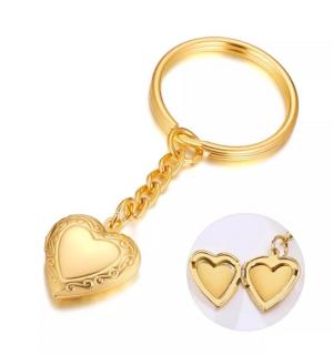 Nyitott szívem -gravírozható nemesacél kulcstartó - arany
