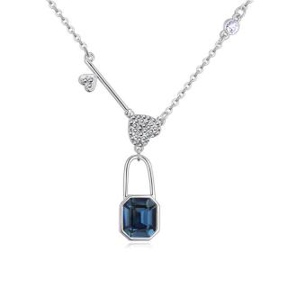 Padlock - kék -Swarovski kristályos-nyaklánc