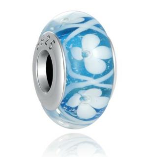 Pandora stílusú aranyozott ezüst charm-Üveg virág
