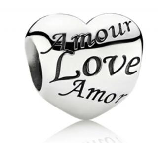 Pandora stílusú  ezüst charm - Amour,Love,Amor