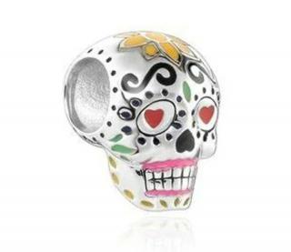 Pandora stílusú  ezüst charm -Día de los Muertos