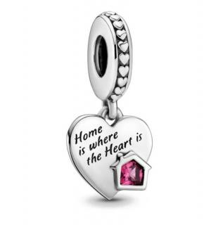 Pandora stílusú  ezüst charm - Home is where the heart is