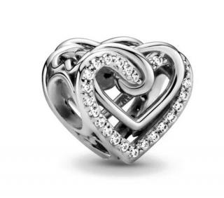 Pandora stílusú  ezüst charm - Szívcsavar