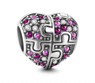 Pandora stílusú ezüst charm - Szívpuzzle