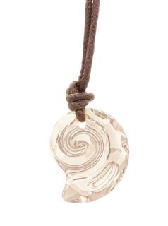 Sea Snail pendant - Swarovski medál bőrkötélen- Golden Shadow - borostyán