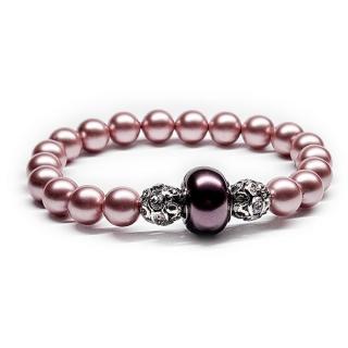 Swarovski gyöngy karkötő - Púderrózsaszín és Burgundi