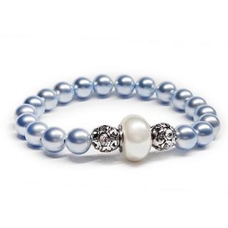 Swarovski gyöngy karkötő - világoskék , fehér
