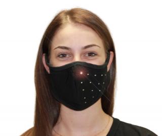 Swarovski kristályos egészségügyi maszk - fekete, félig tele kristállyal